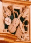 Carved instruments, Fritts pipe organ, Grace Lutheran Church, Tacoma, WA